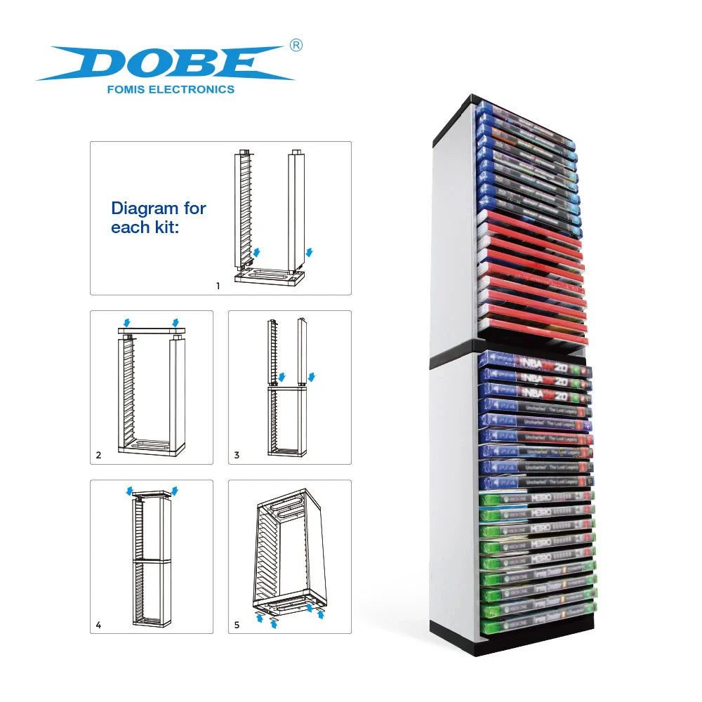 PS5 Game Disc Case and Disc Holder; Dual-Layer Storage Box and Stand for Xbox One and Switch Consoles 0519