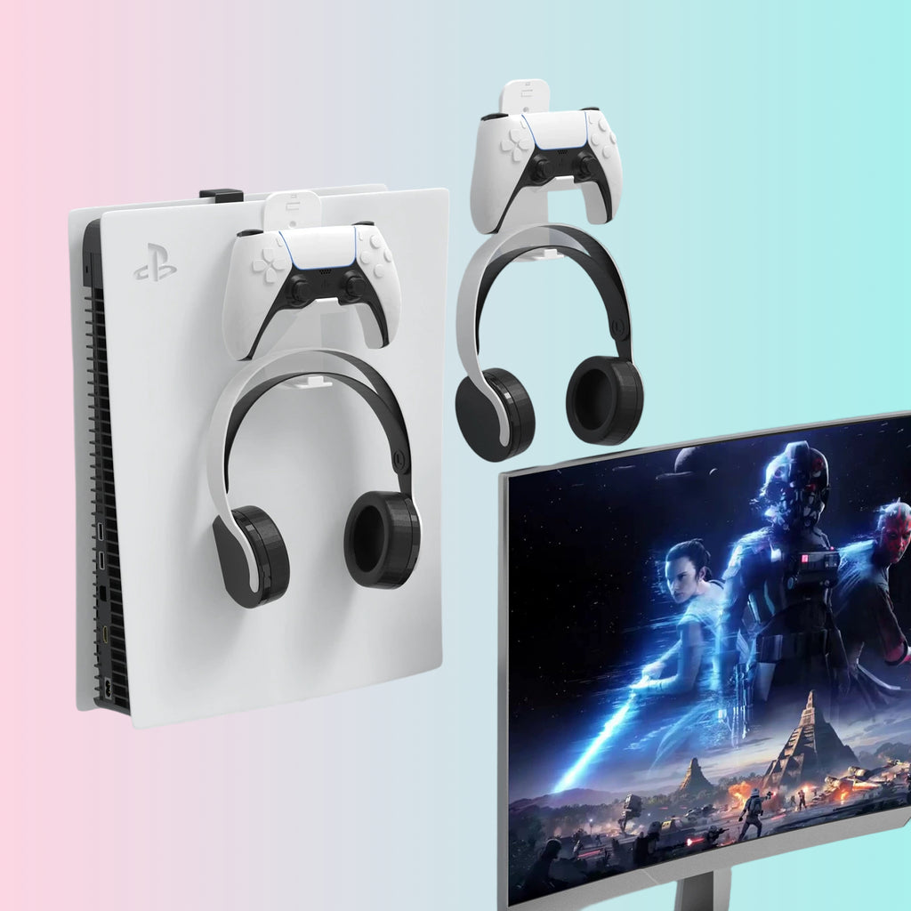 PS5 Console Wall Mount Hook Set_PS5_NS_P4_Xbox Series Controller Headphone Holder-JYS-P5149