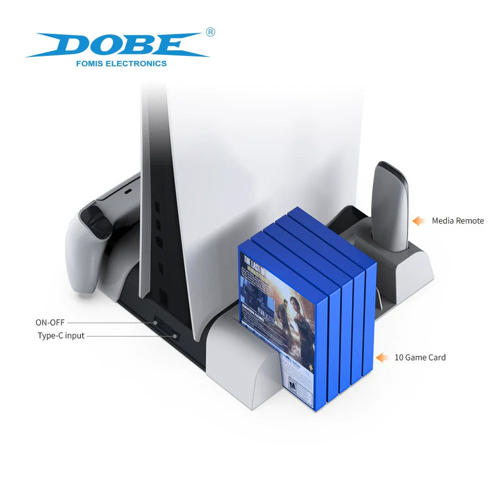 PS5 Console Cooling Stand_Dual Controller Charger_Multifunctional Disc Storage Rack for Console Base