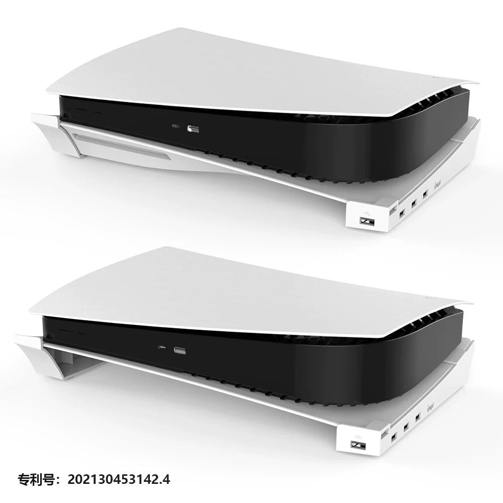 PS5 Disc Edition Horizontal Storage Stand; PS5 Digital Edition Portable Stand with 4 USB Ports-PG-P5032