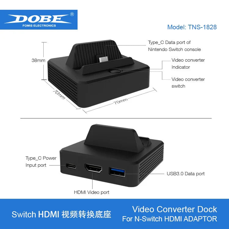 Switch_HDMI Video Adapter Dock, Portable TV Dock_Small-to-Large Screen Converter Adapter 1828