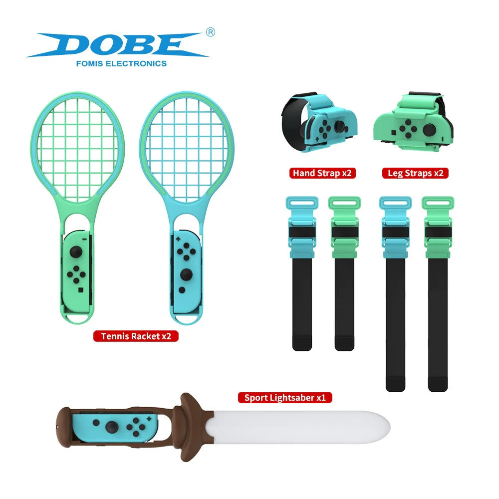 Switch Controller Motion-Sensing Lightsaber + Sports Straps + Tennis Racket + Wrist Straps—7-in-1 Sports Set TNS-2123