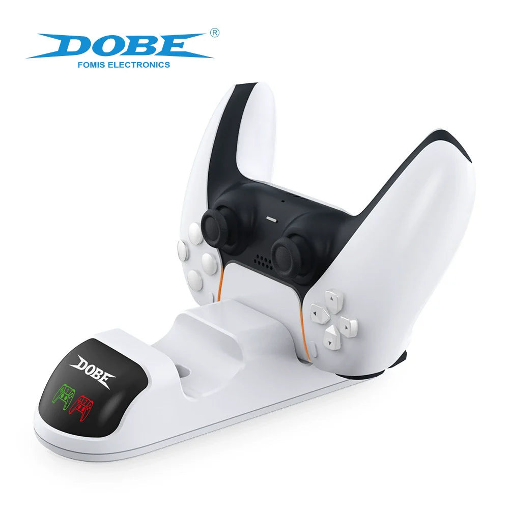 PS5 Wireless Controller Charging Stand P5 with Indicator Light, Dual Charger with Adapter and LED Light TP5-0506B