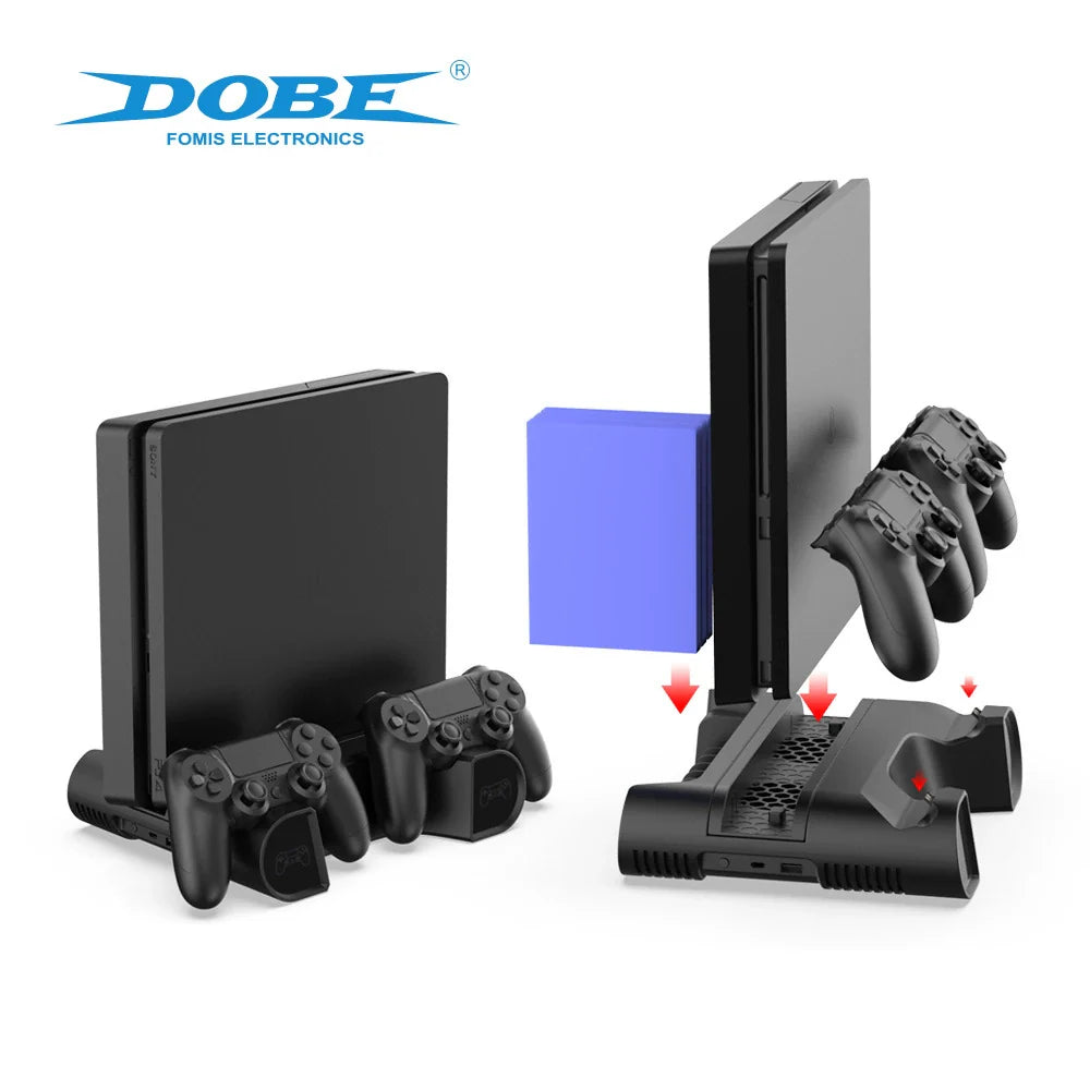 P4_Slim Multi-Function Gaming Console Cooling Fan Stand, Dual-Port Charger, and Cooling Fan Accessories