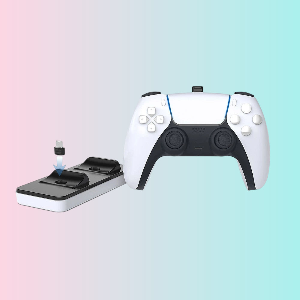 PS5 Wireless Controller Charging Dock: Dual-Slot Charger with Contact Adapter  TP5-0504