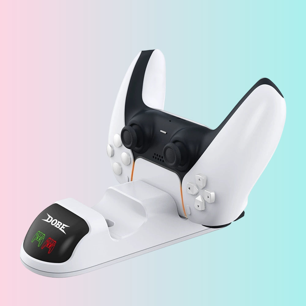 PS5 Wireless Controller Charging Stand P5 with Indicator Light, Dual Charger with Adapter and LED Light TP5-0506B