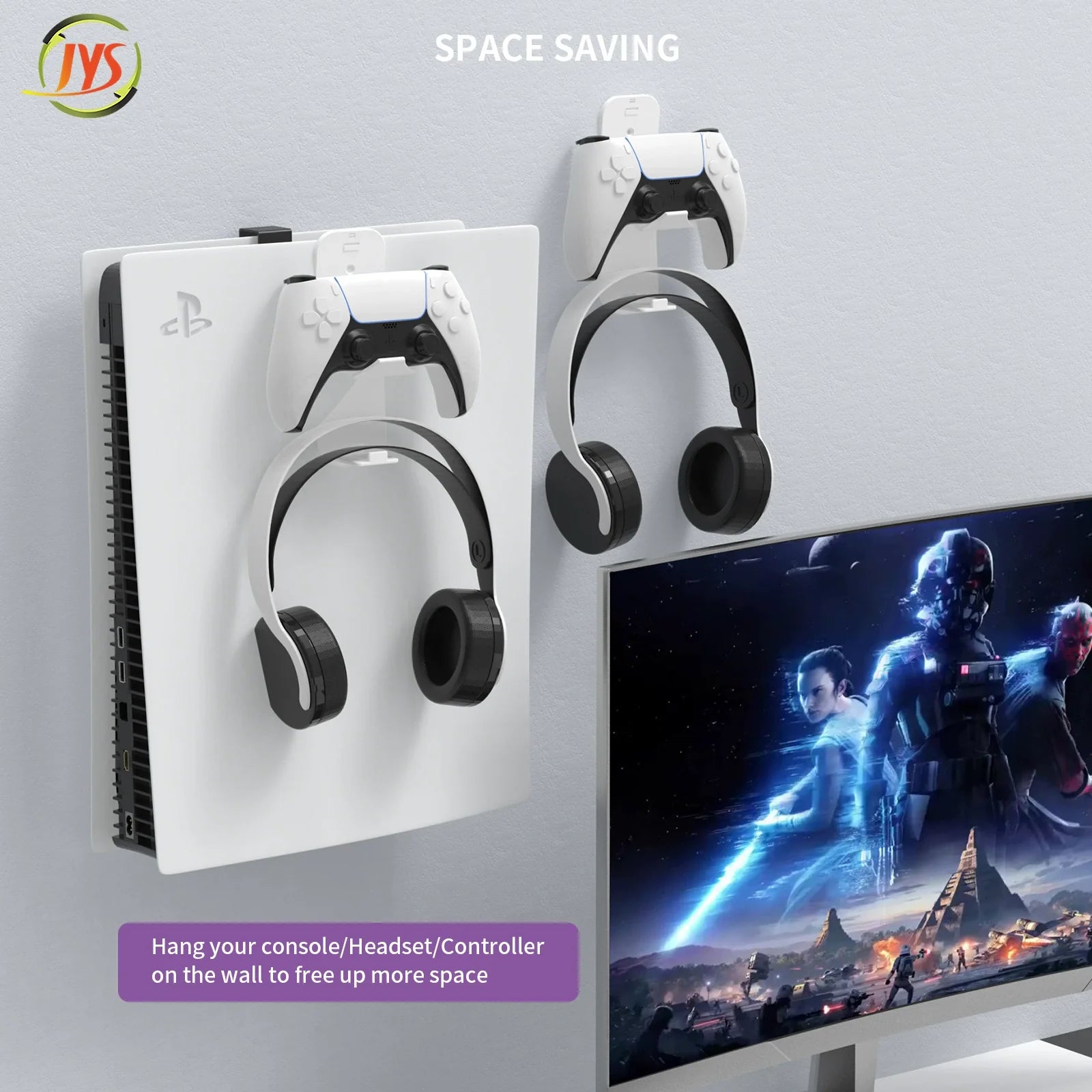 PS5 Console Wall Mount Hook Set_PS5_NS_P4_Xbox Series Controller Headphone Holder-JYS-P5149