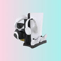 P5DE_UHD Console Multi-Function Cooling Stand with Disc Storage Rack and P5 Controller Dual Charging Dock with Headset Hook