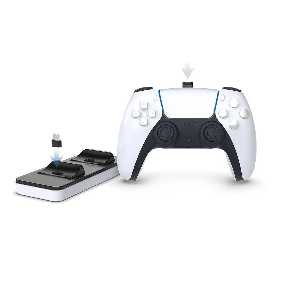 PS5 Wireless Controller Charging Dock: Dual-Slot Charger with Contact Adapter  TP5-0504