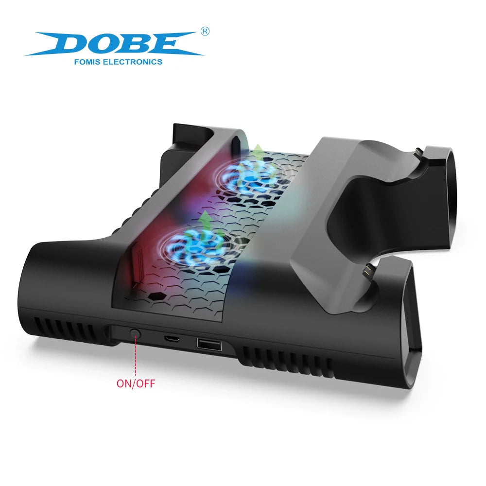 P4_Slim Multi-Function Gaming Console Cooling Fan Stand, Dual-Port Charger, and Cooling Fan Accessories