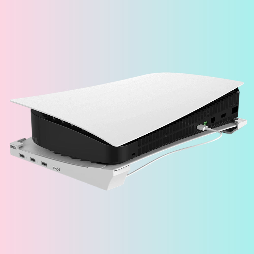 PS5 Disc Edition Horizontal Storage Stand; PS5 Digital Edition Portable Stand with 4 USB Ports-PG-P5032