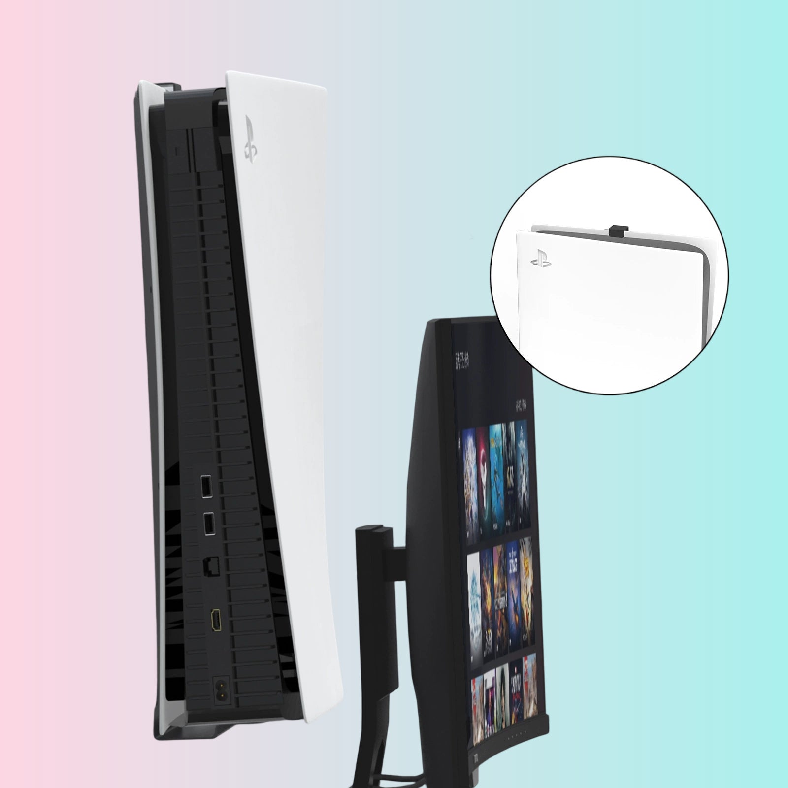 PS5 Console Wall Mount Hook Set_PS5_NS_P4_Xbox Series Controller Headphone Holder-JYS-P5149