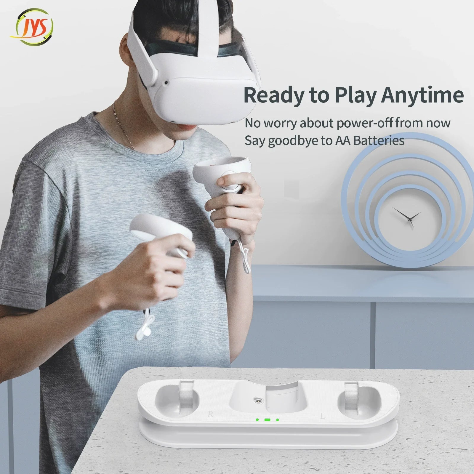 Oculus Quest 2 VR Headset Controller Magnetic Charging Dock with Battery Kit_JYS-OC006