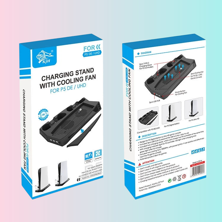 P5_DE_UHD Gaming Console Multi-Function Charging and Cooling Fan Stand / P5 Controller Charging Dock