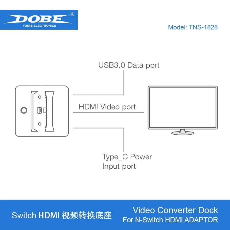 Switch_HDMI Video Adapter Dock, Portable TV Dock_Small-to-Large Screen Converter Adapter 1828