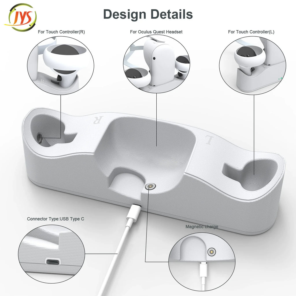 Oculus Quest 2 VR Headset Controller Magnetic Charging Dock with Battery Kit_VR Charging Dock Accessories