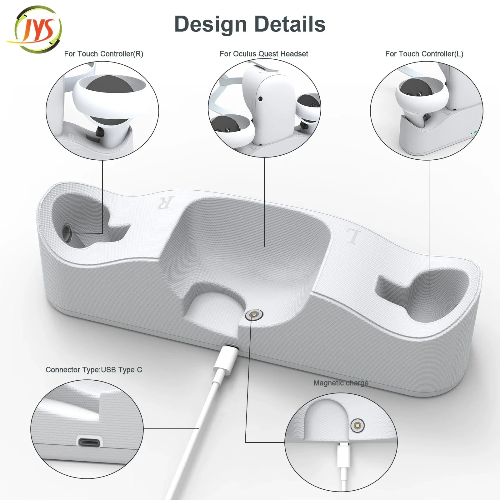 Oculus Quest 2 VR Headset Controller Magnetic Charging Dock with Battery Kit_VR Charging Dock Accessories