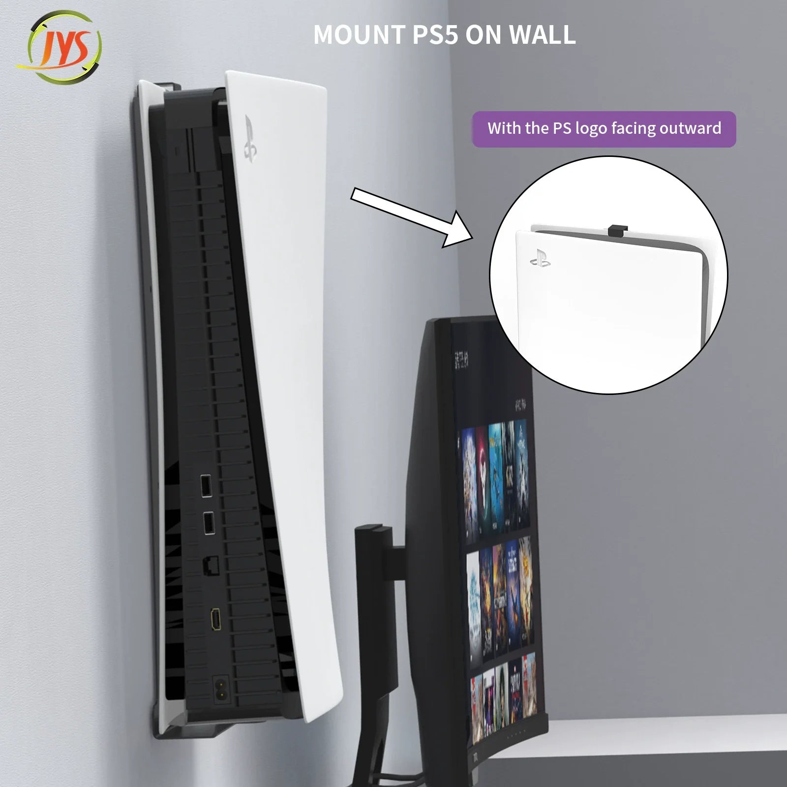PS5 Console Wall Mount Hook Set_PS5_NS_P4_Xbox Series Controller Headphone Holder-JYS-P5149