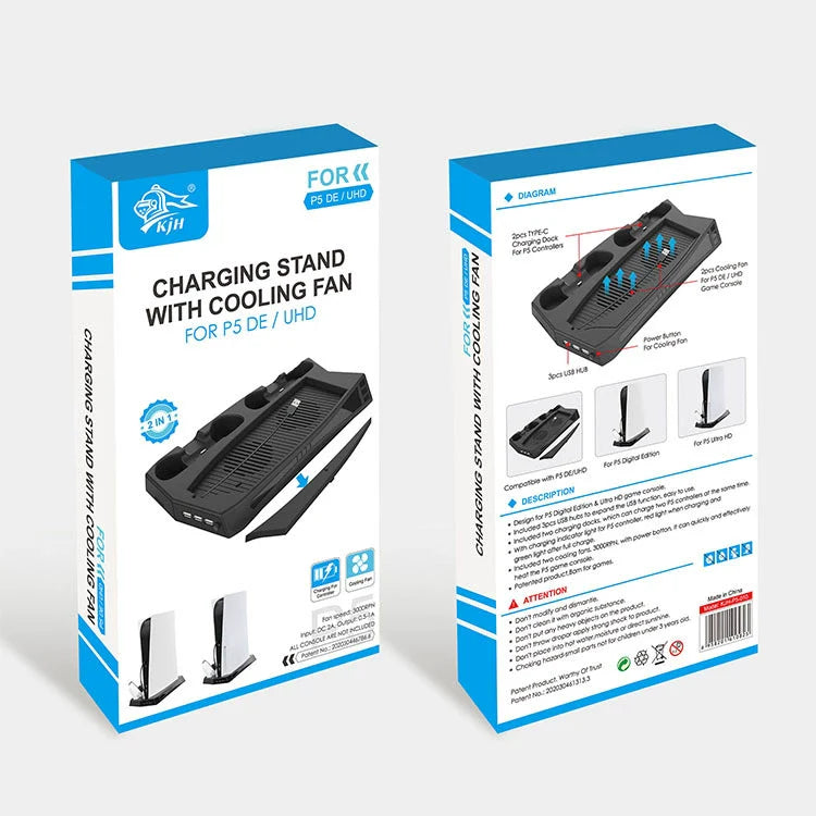 P5_DE_UHD Gaming Console Multi-Function Charging and Cooling Fan Stand / P5 Controller Charging Dock