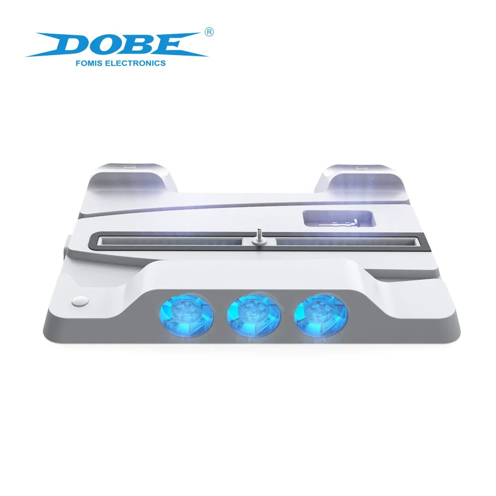 PS5 Console with LED-Lit Fan Stand + PS5 Cooling Stand + PS5 Dual Controller Charging Stand TP5-1507
