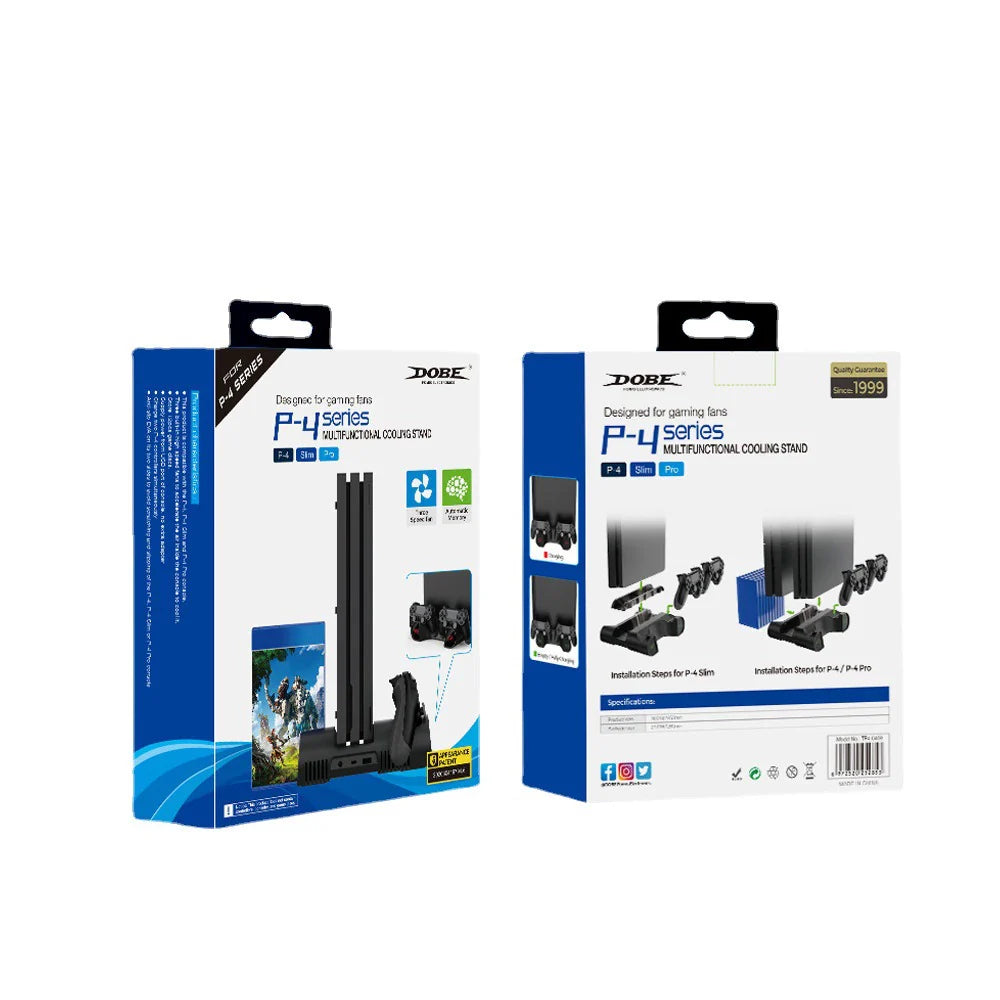 P4_Slim Multi-Function Gaming Console Cooling Fan Stand, Dual-Port Charger, and Cooling Fan Accessories