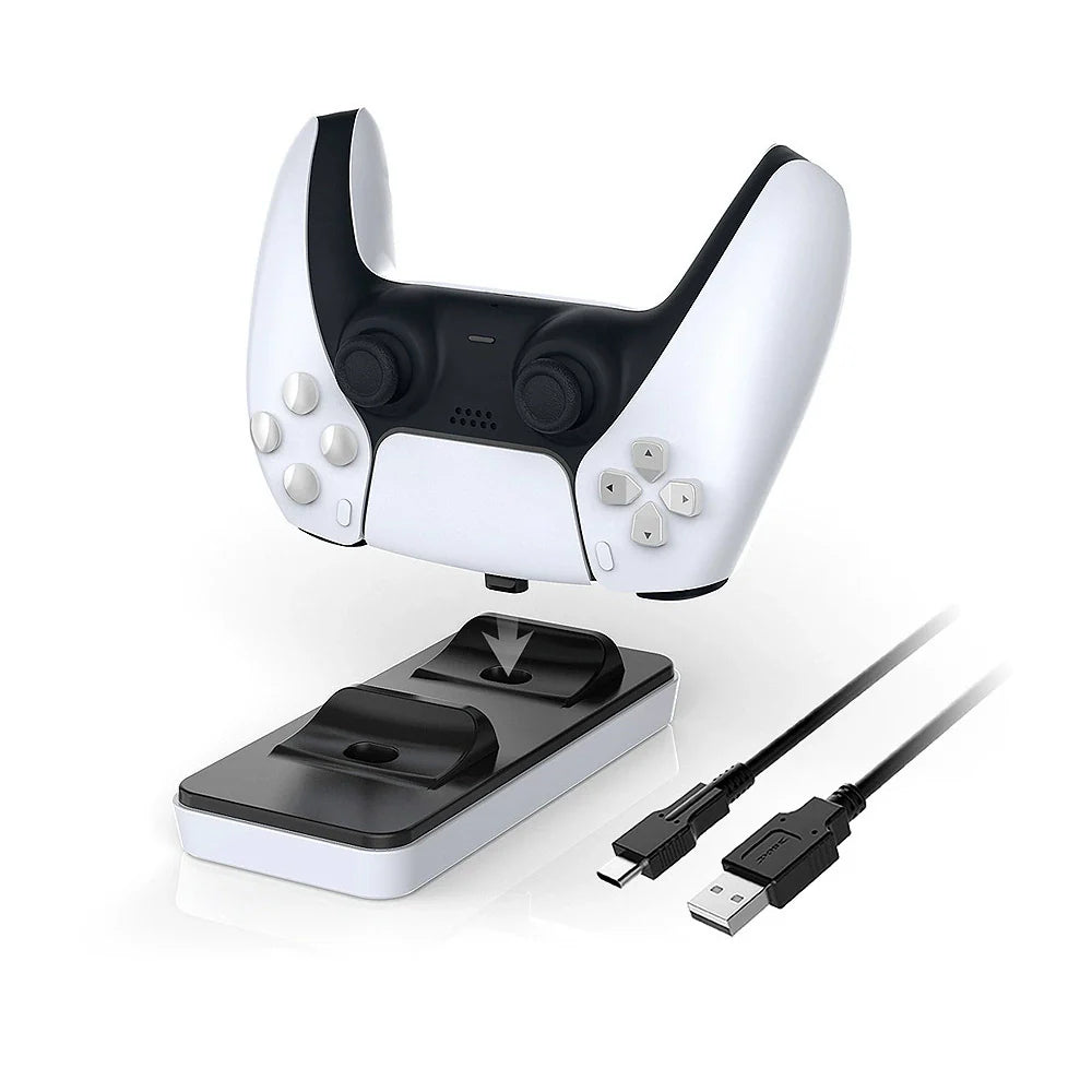 PS5 Wireless Controller Charging Dock: Dual-Slot Charger with Contact Adapter  TP5-0504