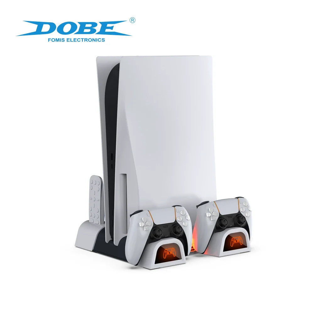 PS5 Console Cooling Stand_Dual Controller Charger_Multifunctional Disc Storage Rack for Console Base