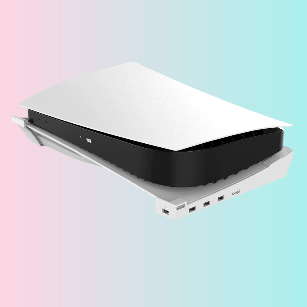 PS5 Disc Edition Horizontal Storage Stand; PS5 Digital Edition Portable Stand with 4 USB Ports-PG-P5032