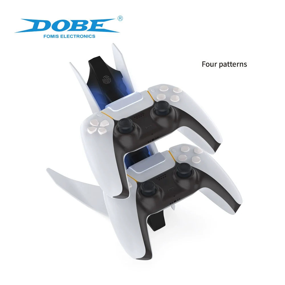 PS5 Dual-Charger for Controllers (Airplane-Style) – PS5 Wireless Controller Charging Dock with Blue Light TP5-0557