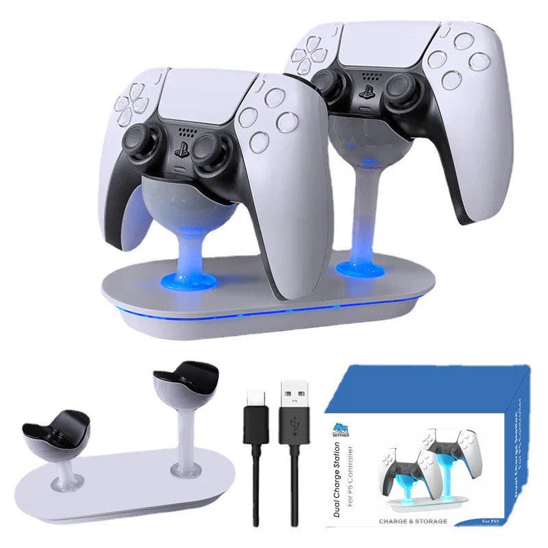 PS5 Wireless Controller Dual Charging Stand_Contact Charging Base_PS5 Bluetooth Controller Cup-Shaped Charger with Indicator Light 	 HHC-P5010
