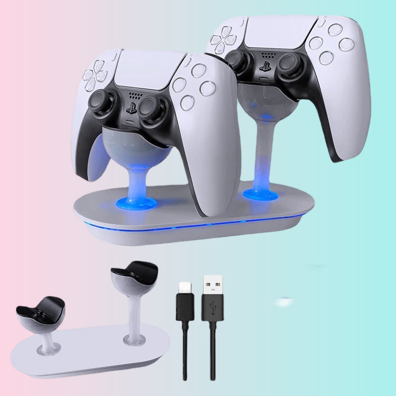 PS5 Wireless Controller Dual Charging Stand_Contact Charging Base_PS5 Bluetooth Controller Cup-Shaped Charger with Indicator Light 	 HHC-P5010