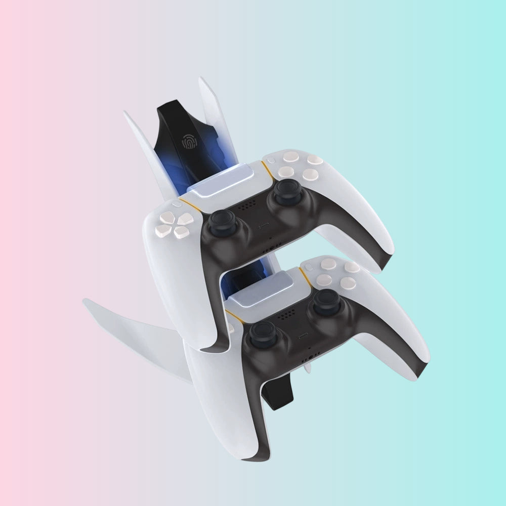 PS5 Dual-Charger for Controllers (Airplane-Style) – PS5 Wireless Controller Charging Dock with Blue Light TP5-0557