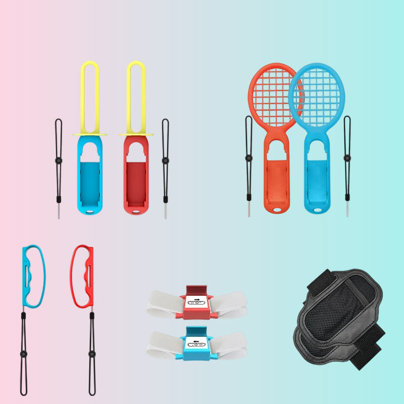 Switch Sports Motion Control Bundle: 10-in-1 Controller, Wrist Straps, Lightsaber, and Tennis Racket – HBS-477