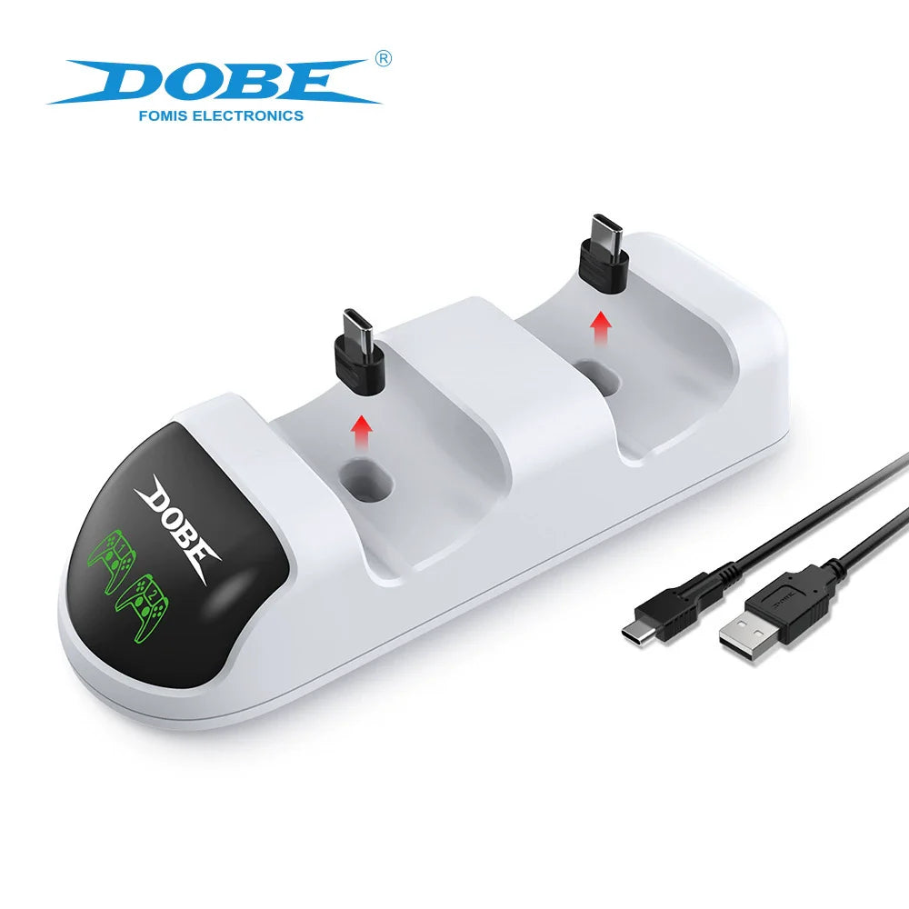 PS5 Wireless Controller Charging Stand P5 with Indicator Light, Dual Charger with Adapter and LED Light TP5-0506B