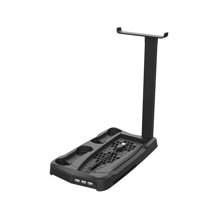 P5DE_UHD Console Multi-Function Cooling Stand with Disc Storage Rack and P5 Controller Dual Charging Dock with Headset Hook