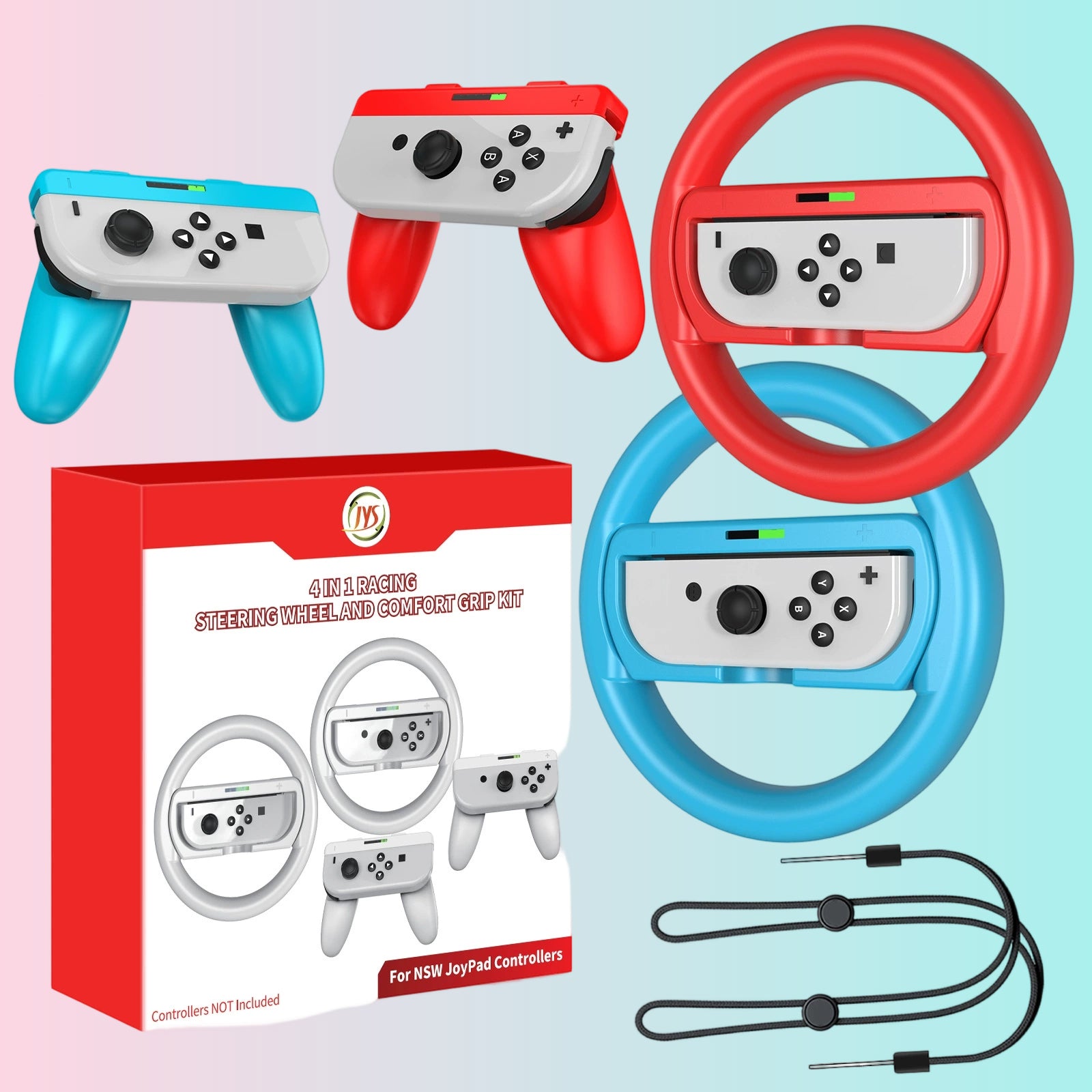 Switch_Switch_OLED Mario Kart Steering Wheel + 2-in-1 Joy-Con Grip Set