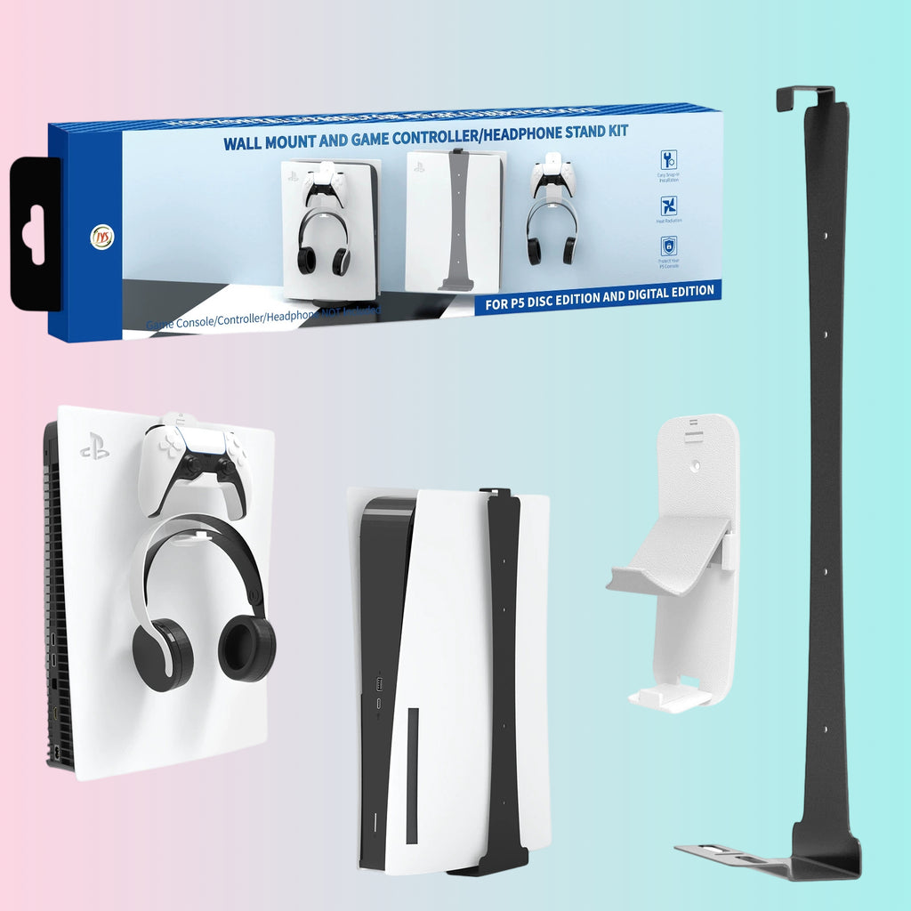 PS5 Console Wall Mount Hook Set_PS5_NS_P4_Xbox Series Controller Headphone Holder-JYS-P5149