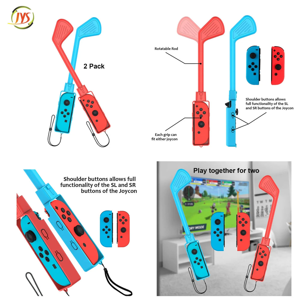 Switch 9-in-1 Sports Set: Tennis Racket + Golf Club + Yoga Ring Wristband + Gaming Lightsaber ns236
