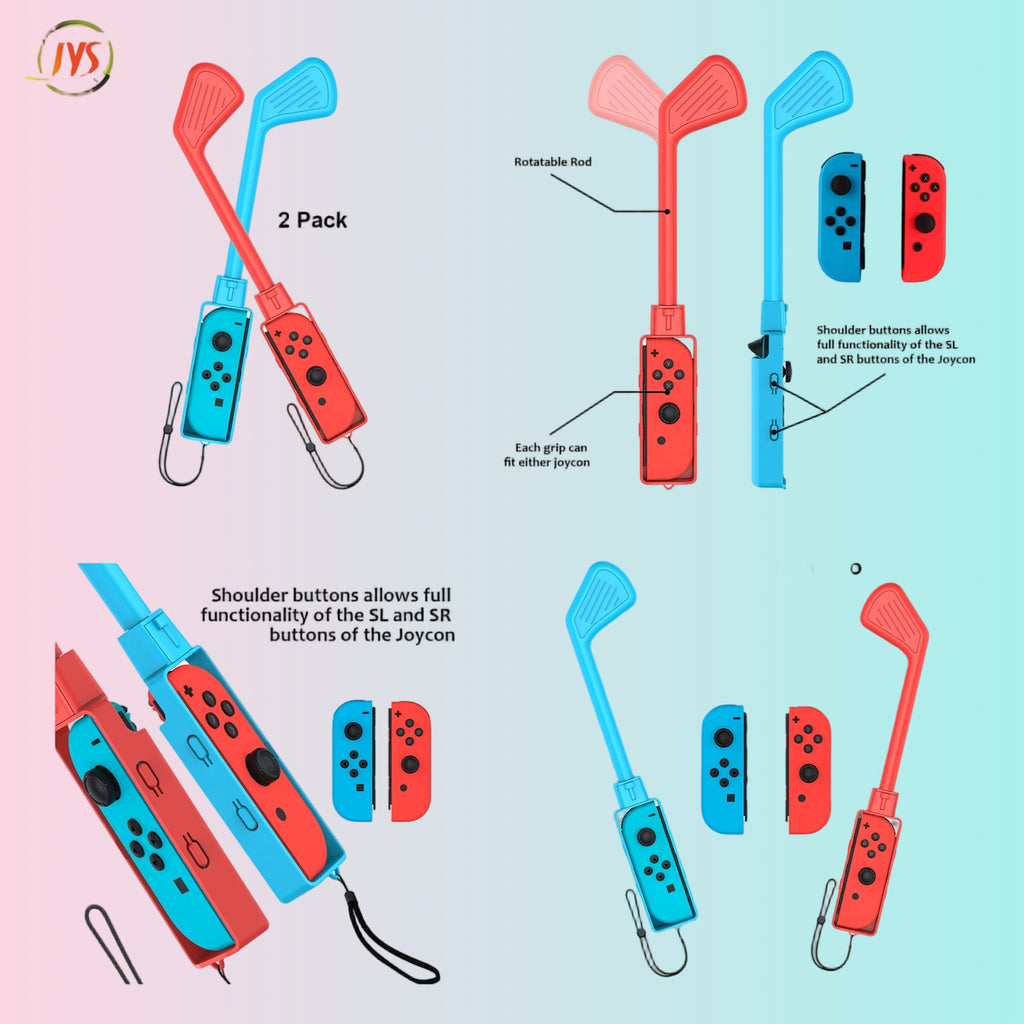 Switch 9-in-1 Sports Set: Tennis Racket + Golf Club + Yoga Ring Wristband + Gaming Lightsaber ns236