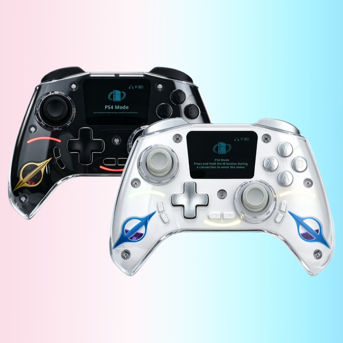Game controller suitable for Nintendo Switch/PS4/iOS PC, Hall joystick with LCD screen